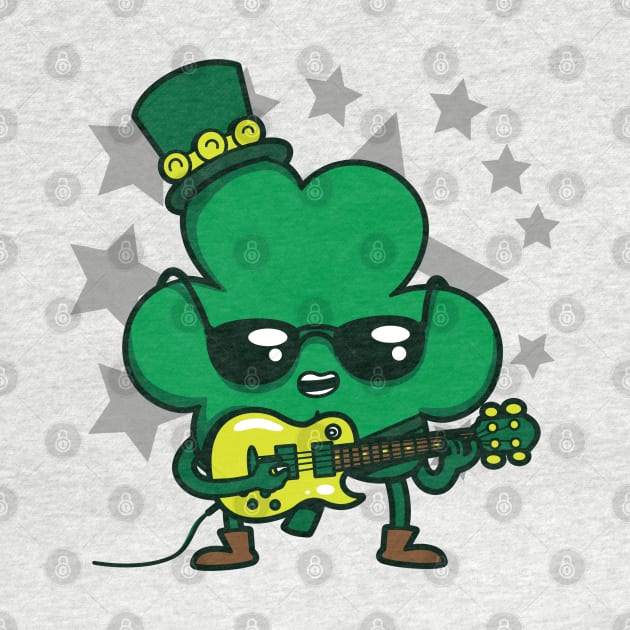 Saint Patrick's Day Cute Kawaii Rocker Guitarist Shamrock by BoggsNicolas